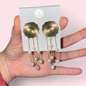 NWT Gorjana Gold and Pearl Dangle Earrings